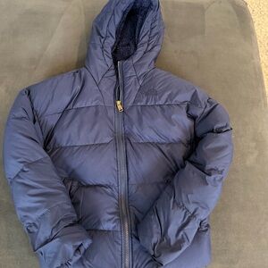 North Face Navy Down Filled Puffer Jacket with Hood